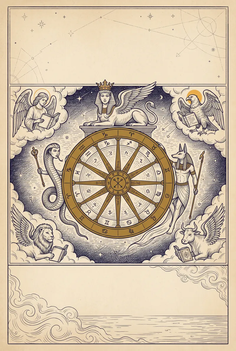 Ilustração da carta A Roda da Fortuna