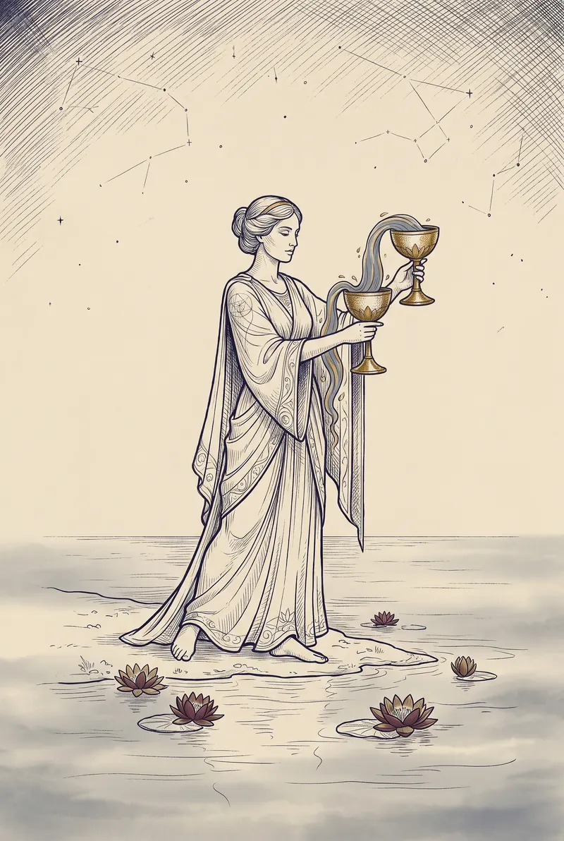 Ilustração da carta Dois de Copas, naipe de Copas