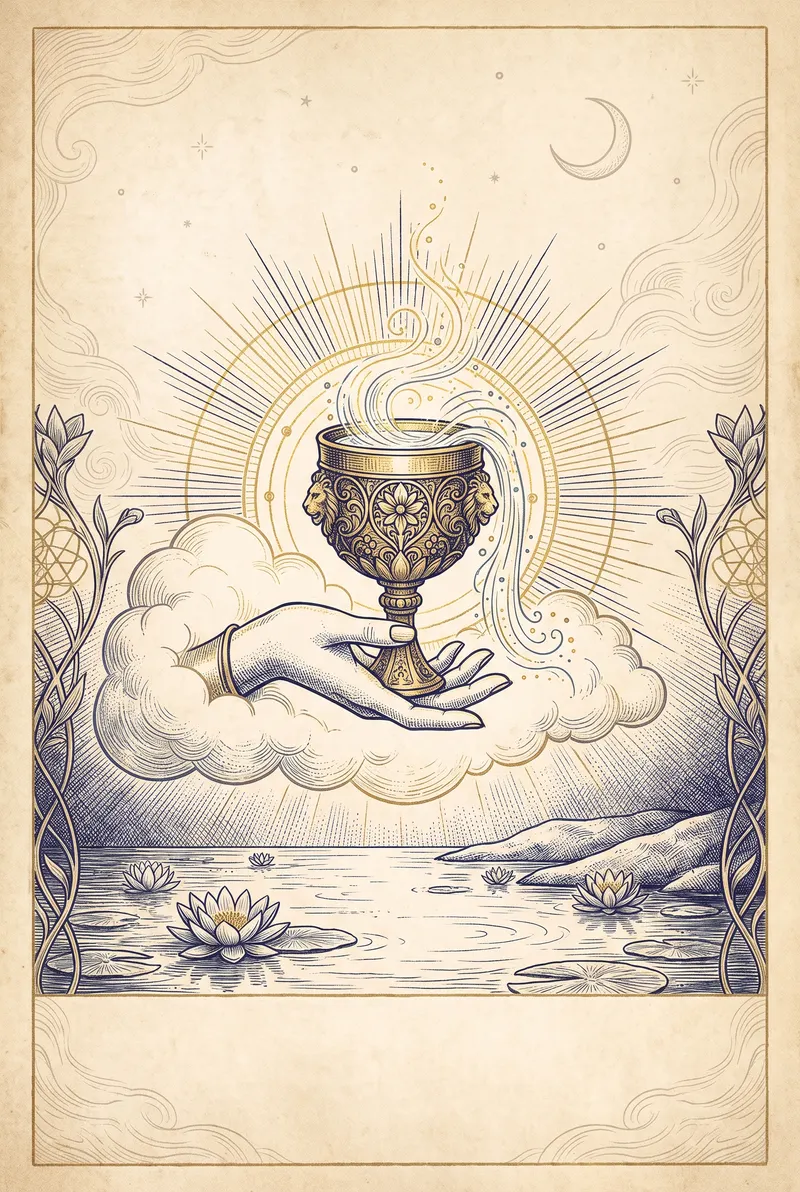 Ilustração da carta Ás de Copas, naipe de Copas
