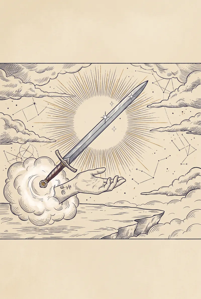 Ilustração da carta Ás de Espadas, naipe de Espadas