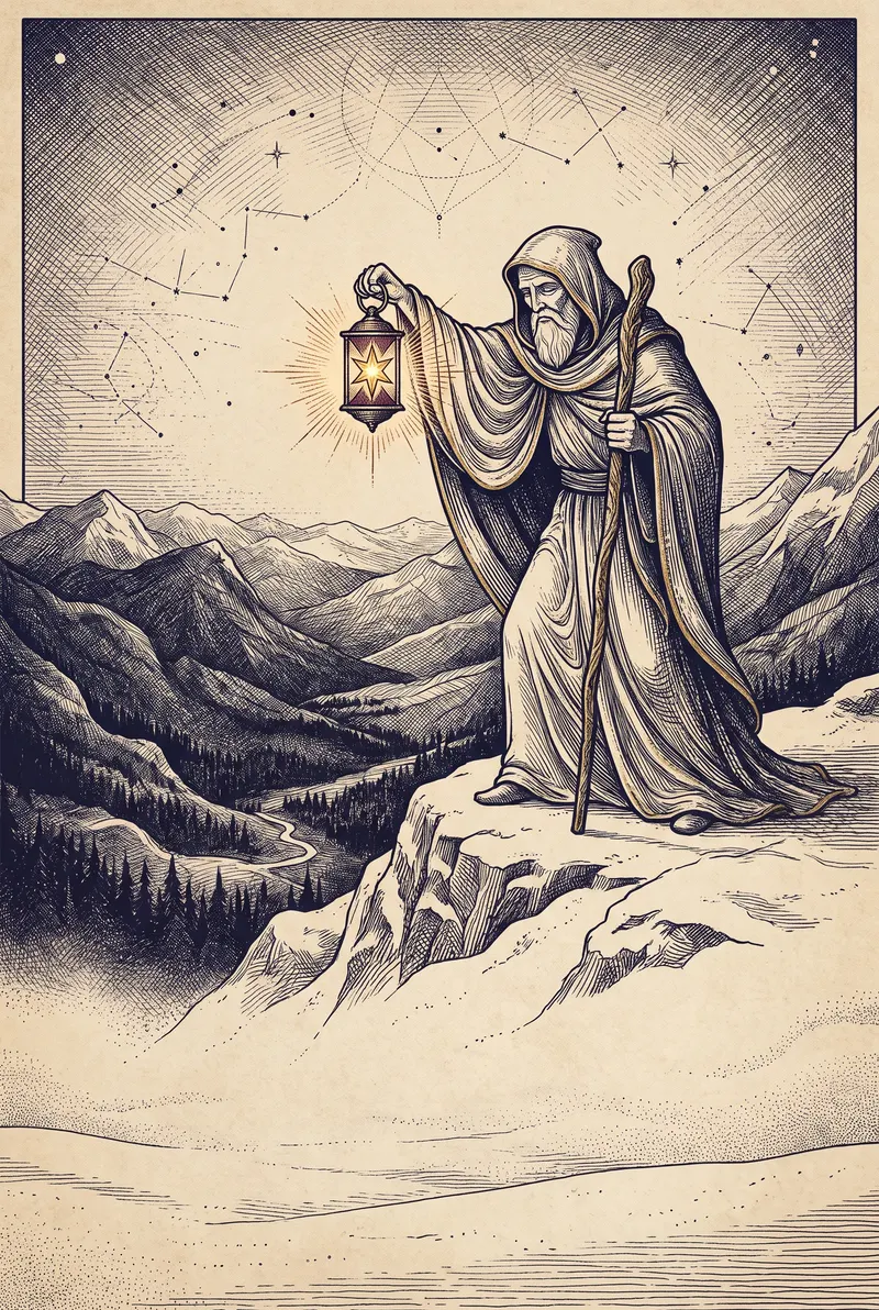 Ilustração da carta O Eremita