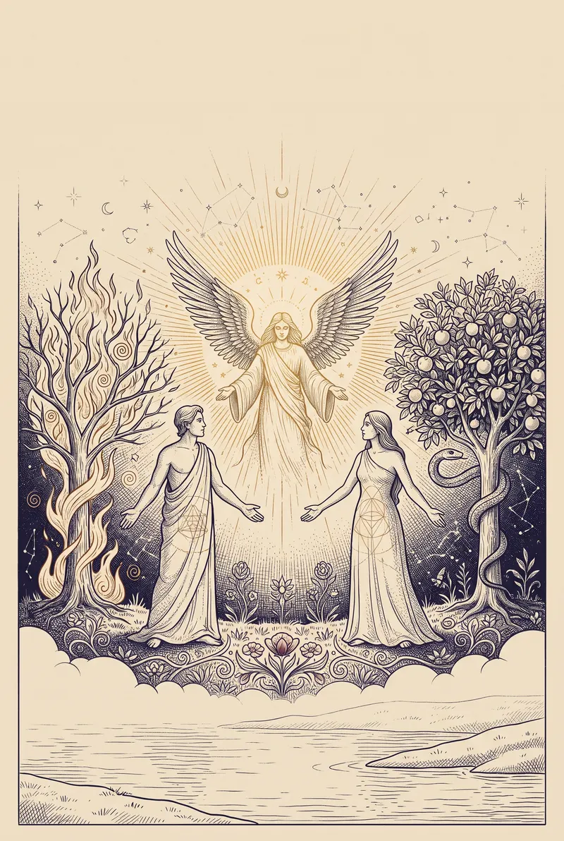 Ilustração da carta Os Enamorados